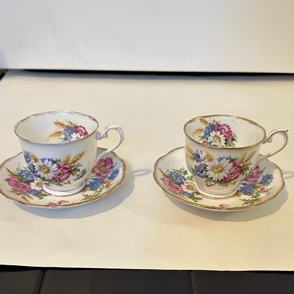 Royal Albert Bone China England “Harvest Bouquet” Floral Teacup and Saucer Set